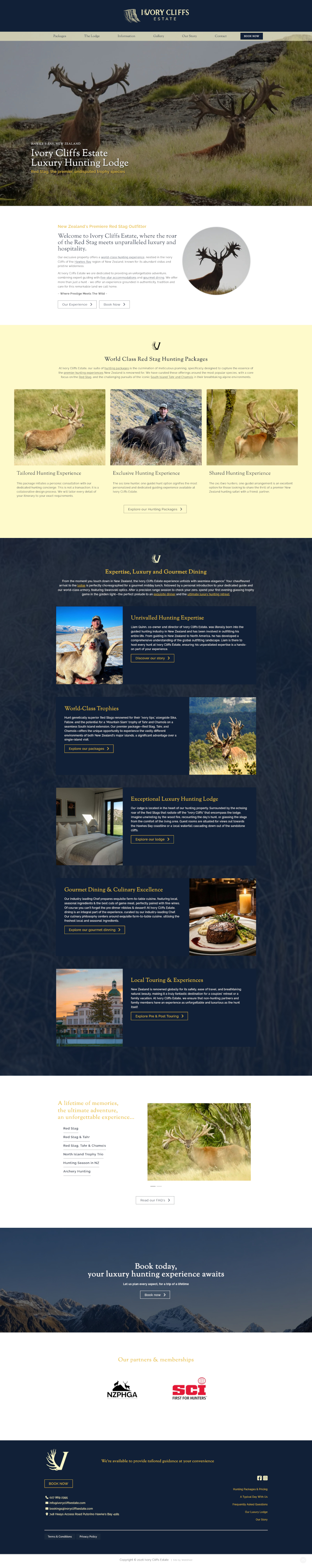 Ivory Cliffs Estate Luxury Hunting Lodge website home page