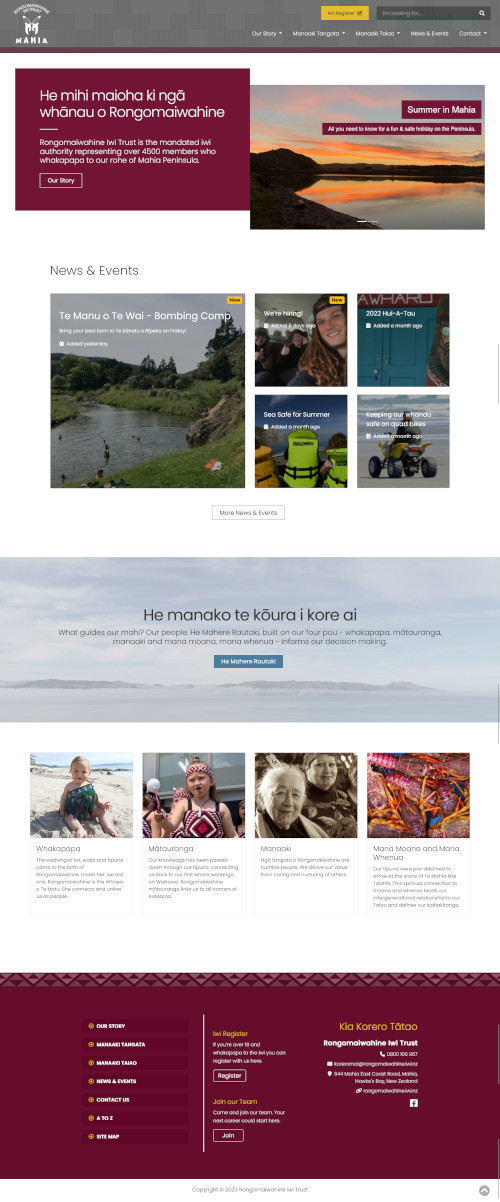 Rongomaiwahine Iwi Trust Web Design. 