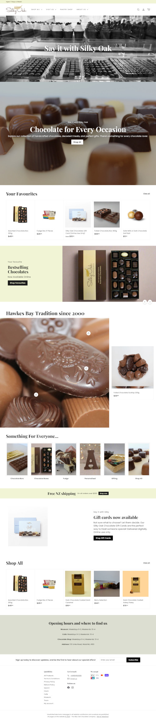 Silky Oak Chocolates Web Design. 