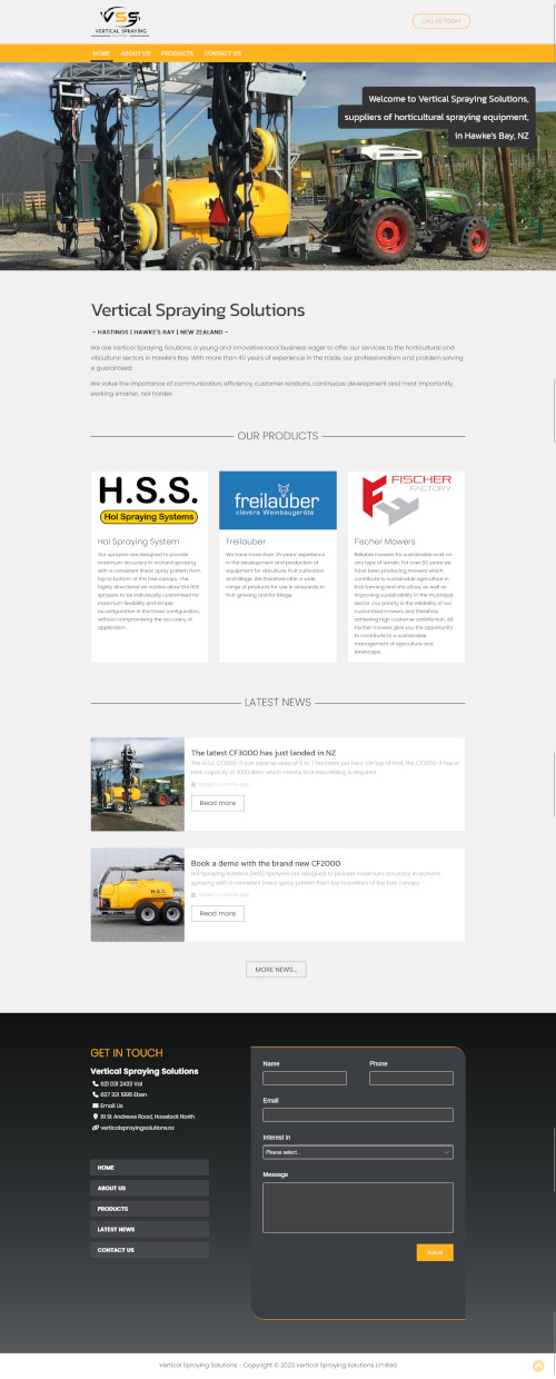 Vertical Spraying Solutions Web Design. 