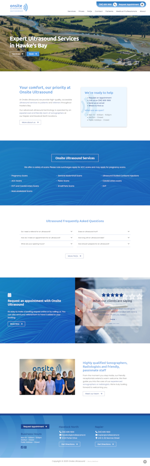 Onsite Ultrasound Web Design. 