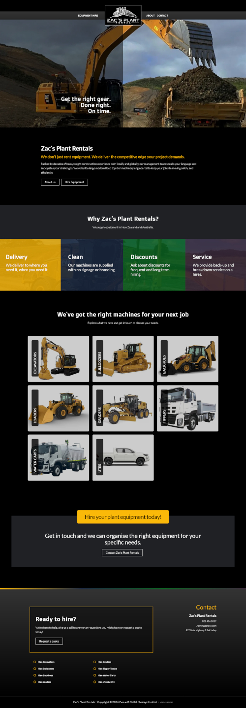 Zac's Plant Rentals Web Design. 